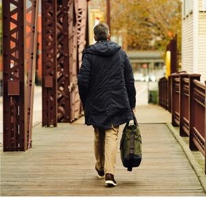 Relwen Fishtail Parka Hooded Parka Coat Navy Blue Small